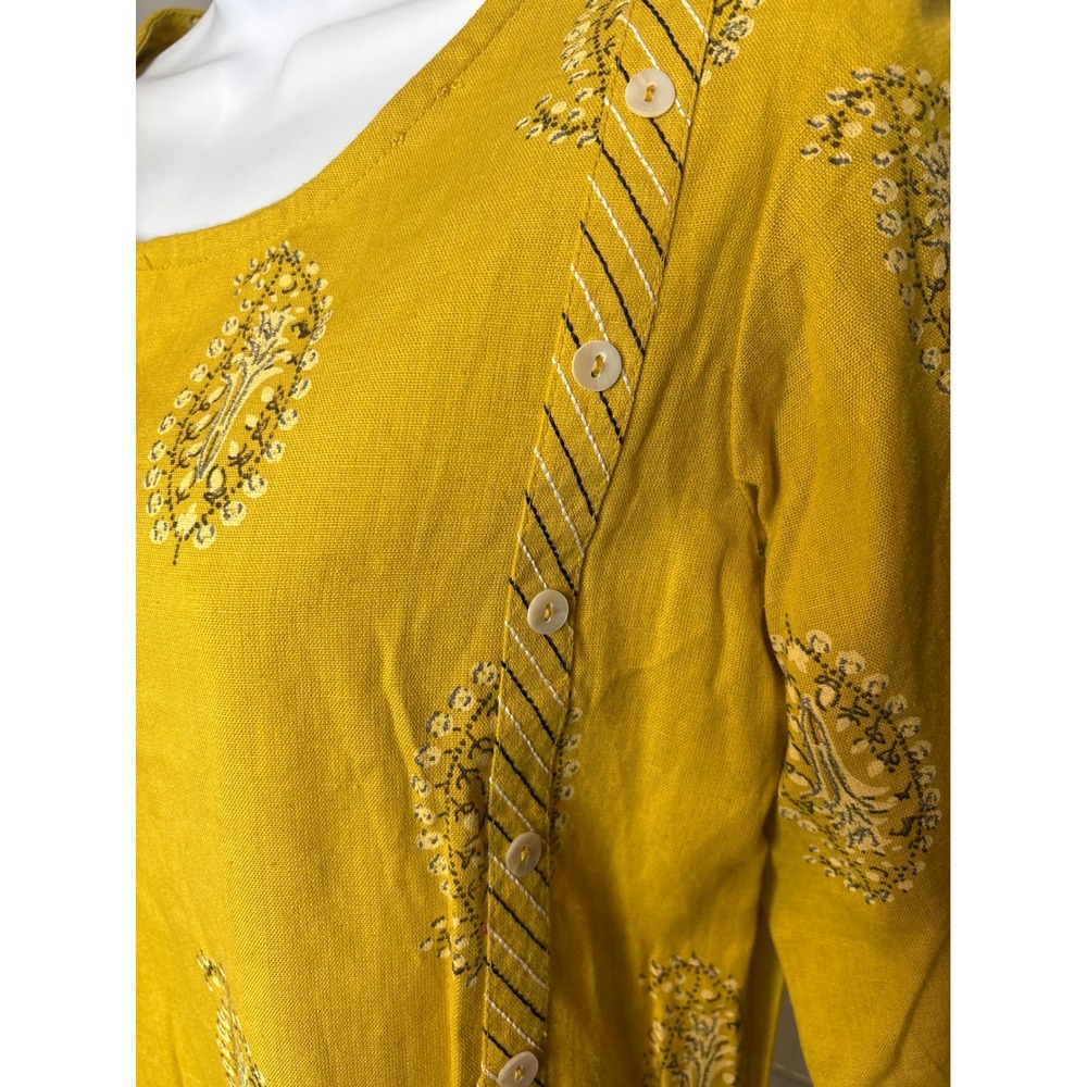 Dhani‎ by Avaasa Yellow Paisley Print Midi Dress Kurta Size M Indian Festivities - Picture 5 of 9